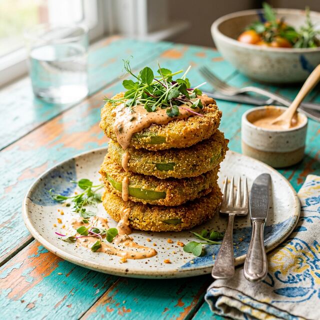 Fried green tomatoes with remoulade